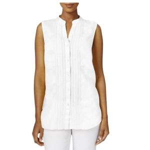 charter club petite medium linen sleeveless blouse